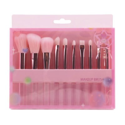 10pcs pink makeup brush set