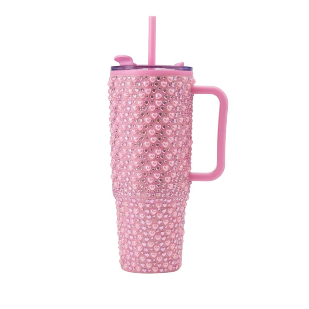 pink heart pearl rhinestone tumbler pink heart pearl rhinestone tumbler