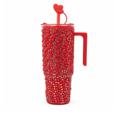 Red Heart Rhinestone Tumbler
